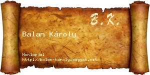 Balan Károly névjegykártya